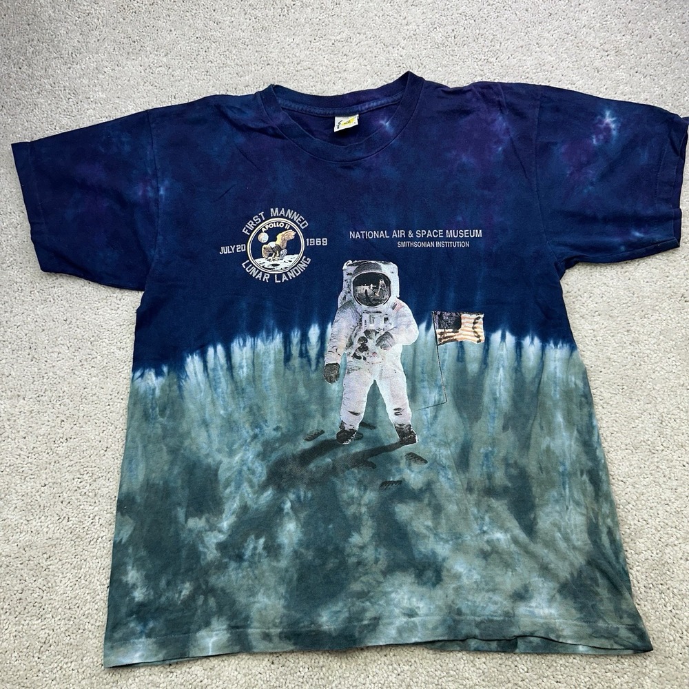 Vtg Apollo 11 First Manned Lunar Landing Cotton T Shirt Large Moon Astronaut USA